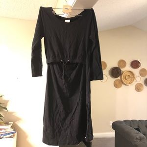Black Cotton Boob Design Maternity/Nursing Dress